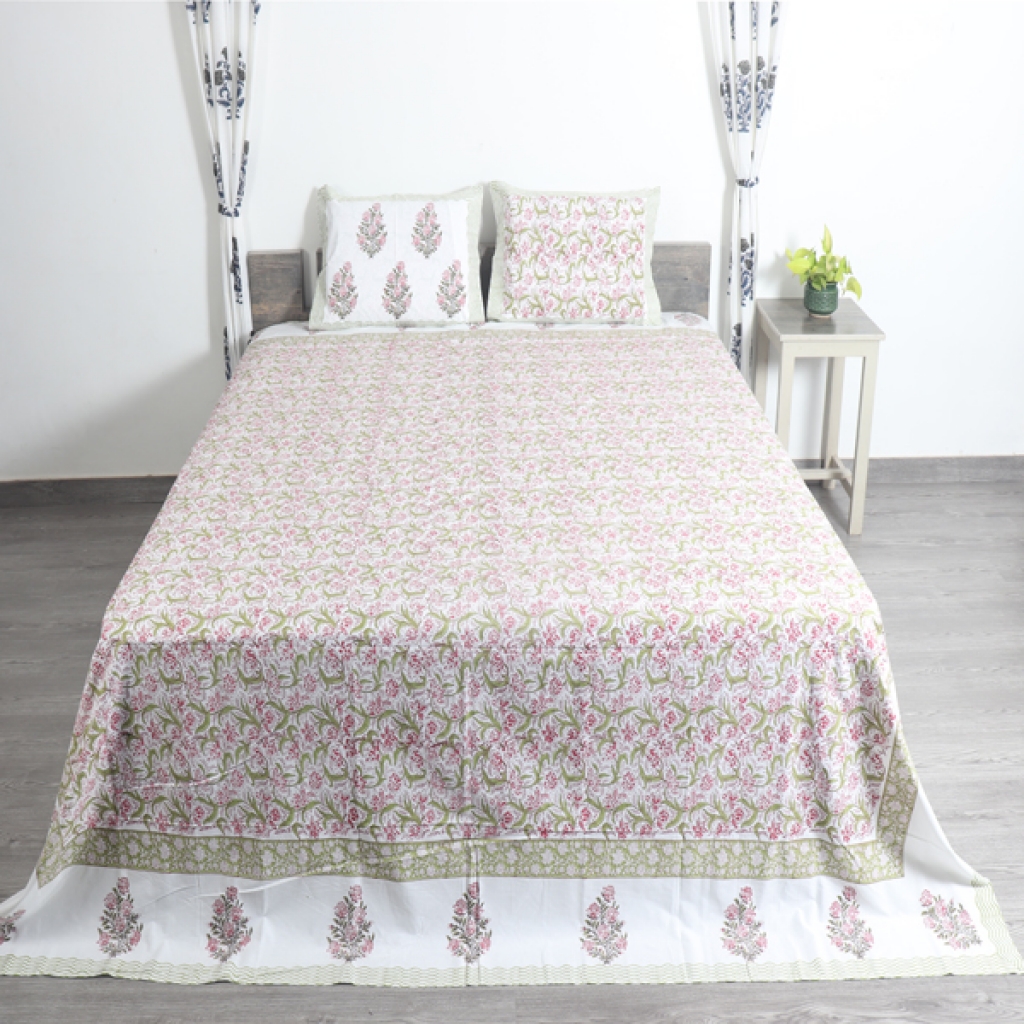 COTTON HANDBLOCK PRINTED BEDSHEET