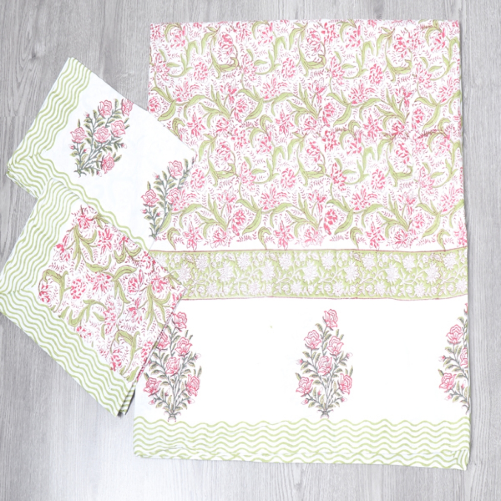 COTTON HANDBLOCK PRINTED BEDSHEET