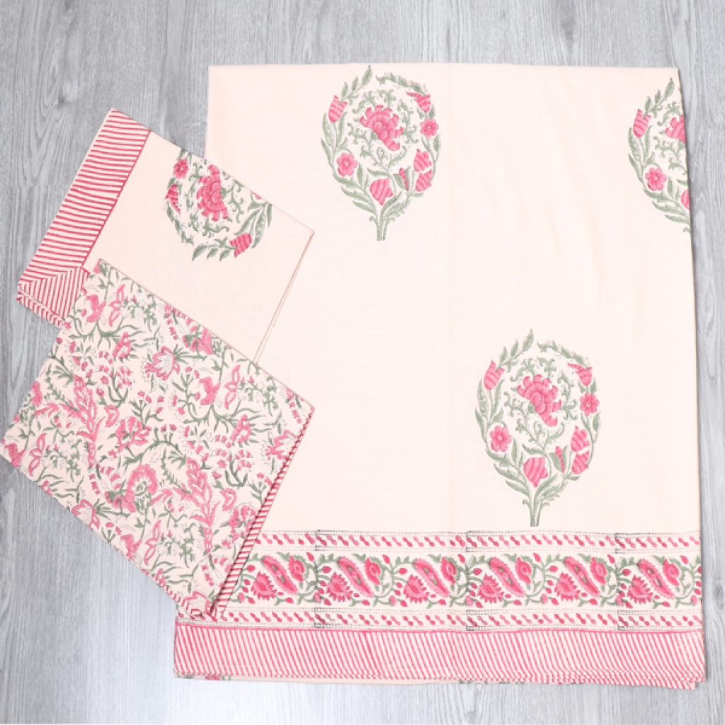 COTTON HANDBLOCK PRINTED BEDSHEET