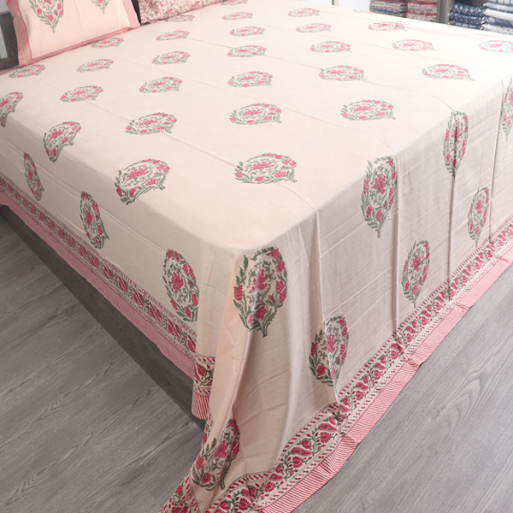 COTTON HANDBLOCK PRINTED BEDSHEET
