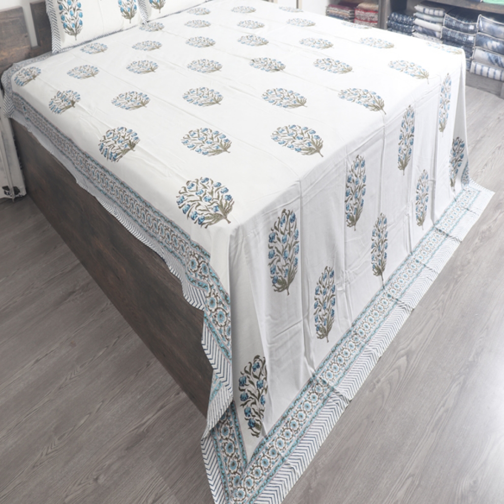 COTTON HANDBLOCK PRINTED BEDSHEET