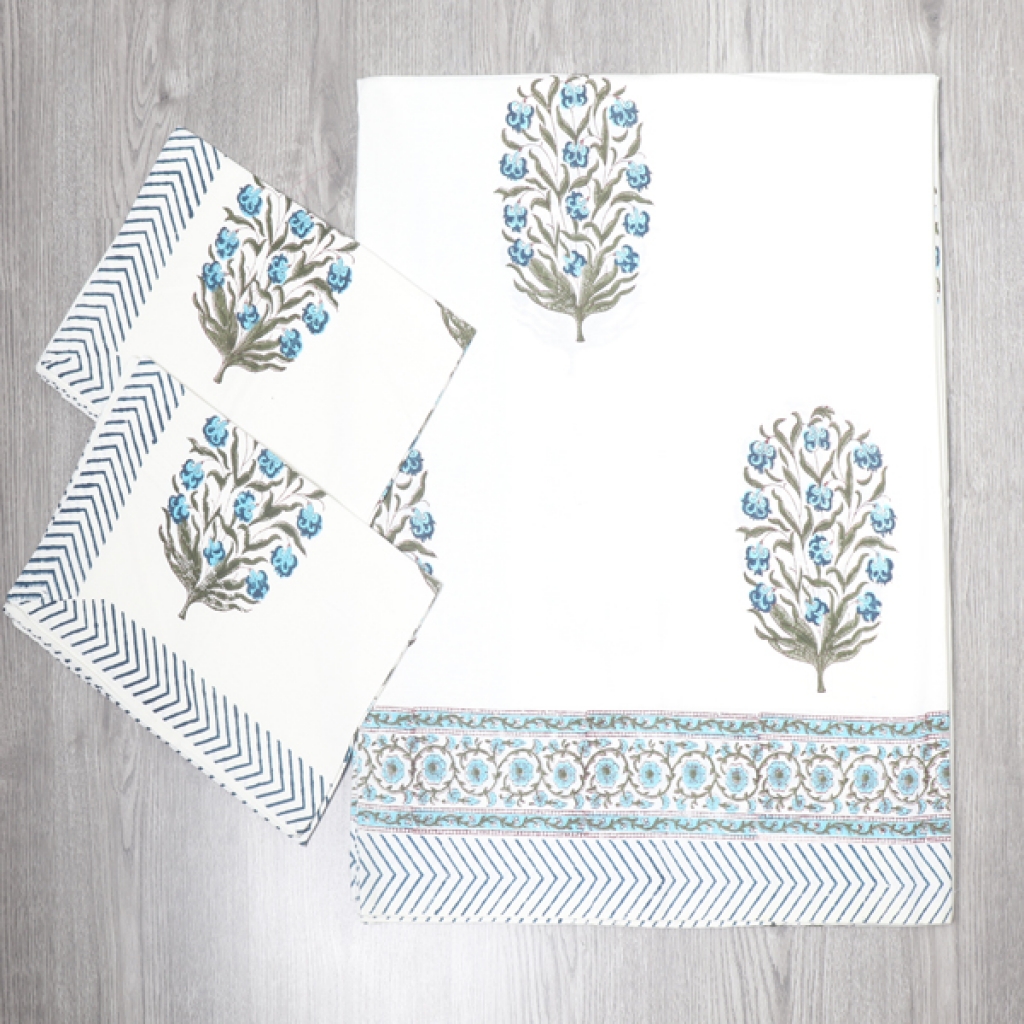 COTTON HANDBLOCK PRINTED BEDSHEET