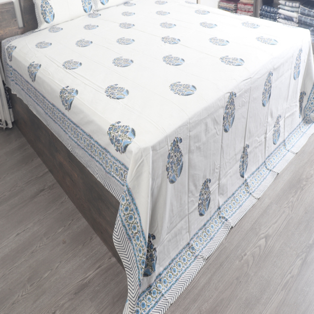 COTTON HANDBLOCK PRINTED BEDSHEET