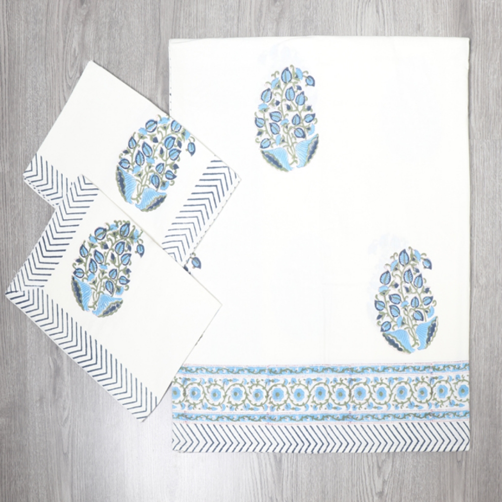 COTTON HANDBLOCK PRINTED BEDSHEET