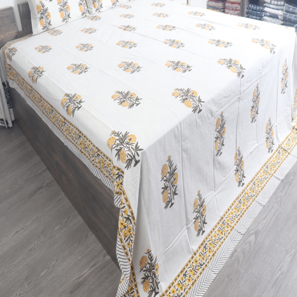 COTTON HANDBLOCK PRINTED BEDSHEET