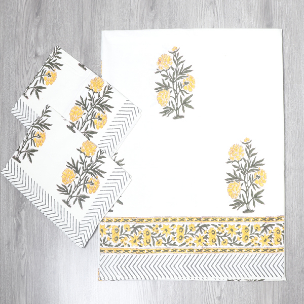 COTTON HANDBLOCK PRINTED BEDSHEET