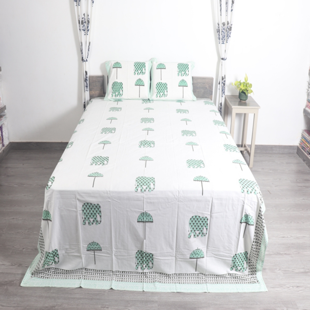 COTTON HANDBLOCK PRINTED BEDSHEET