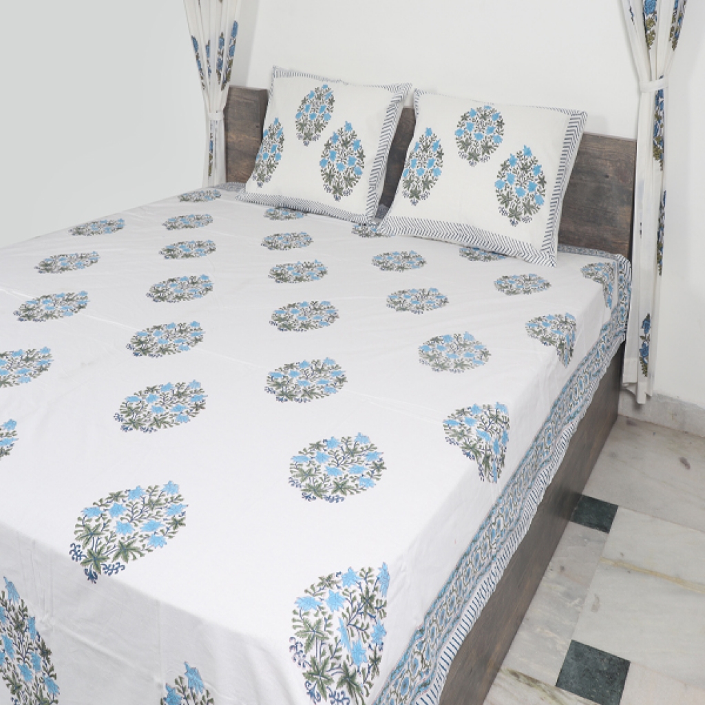 COTTON HANDBLOCK PRINTED BEDSHEET