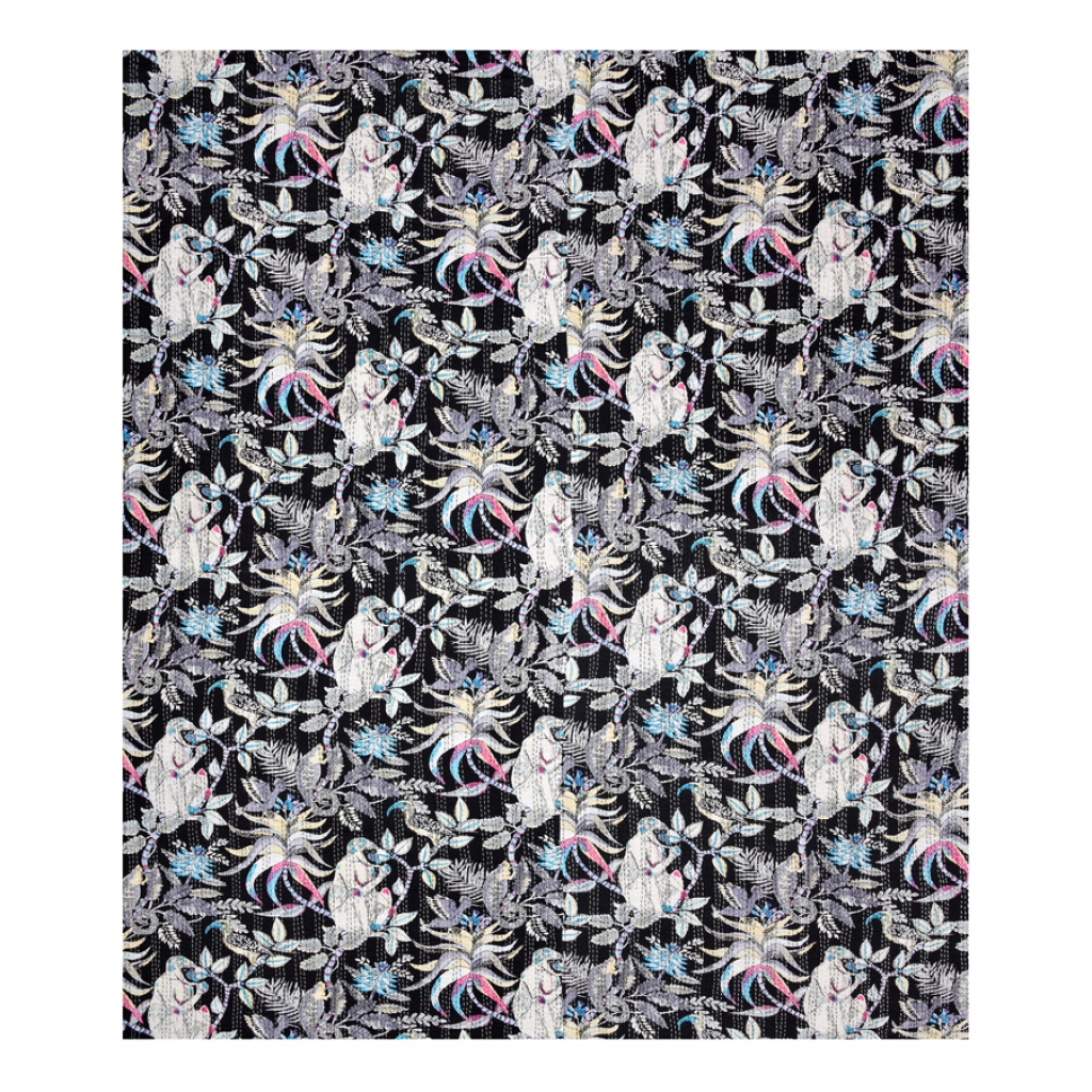 MONKEY PRINTED COTTON KANTHA BEDCOVER
