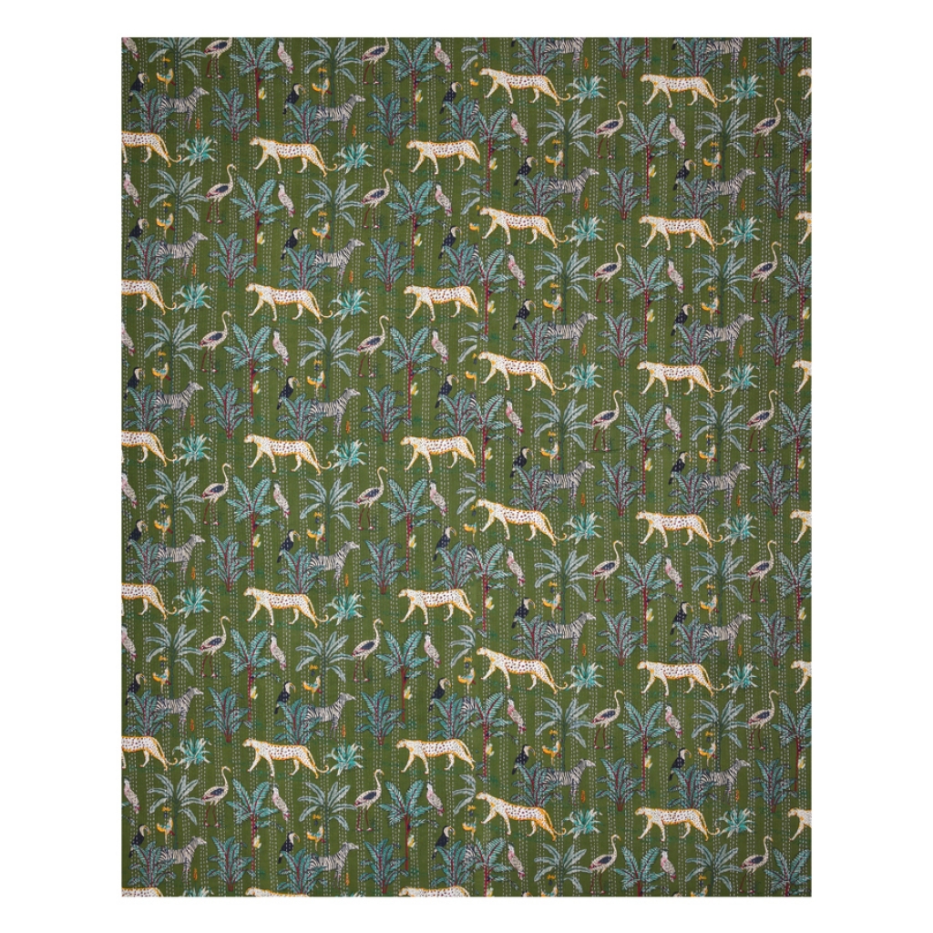 TIGER PRINTED KANTHA BED COVER