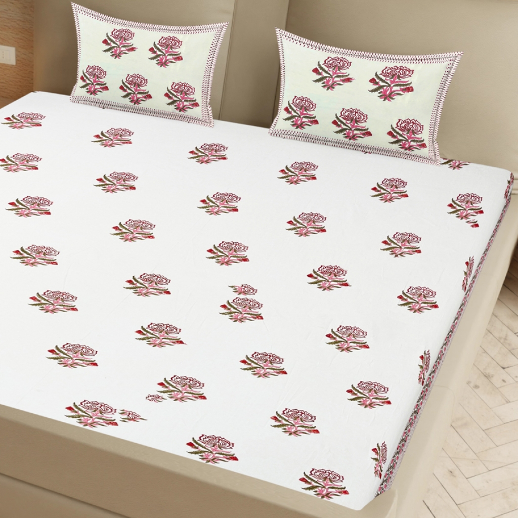 COTTON HANDBLOCK PRINTED BEDSHEET