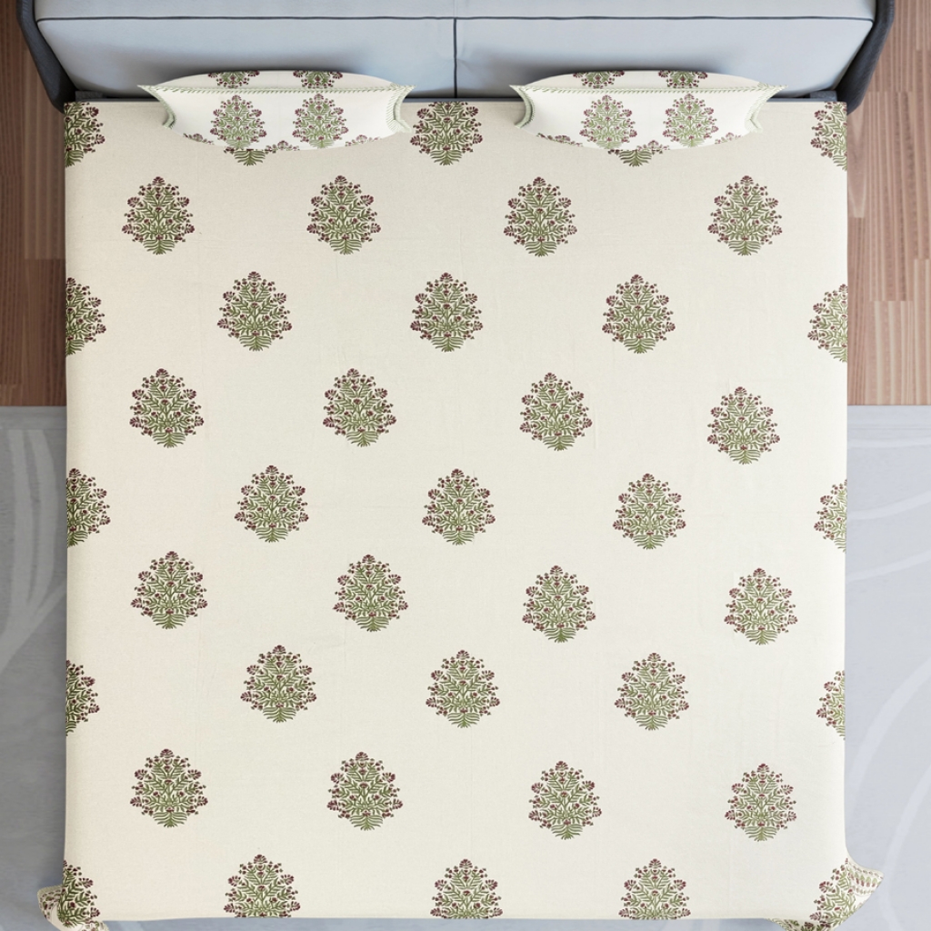 COTTON HANDBLOCK PRINTED BEDSHEET