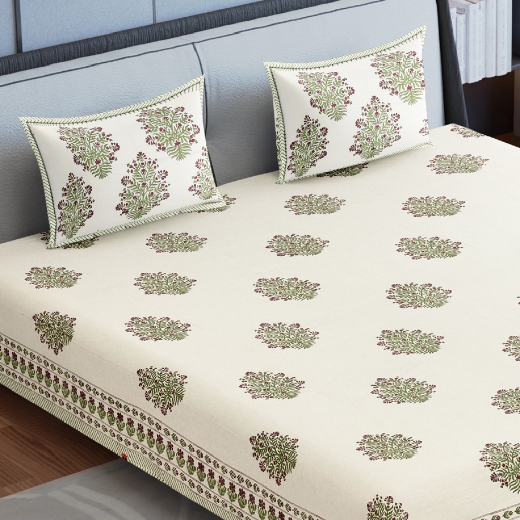 COTTON HANDBLOCK PRINTED BEDSHEET