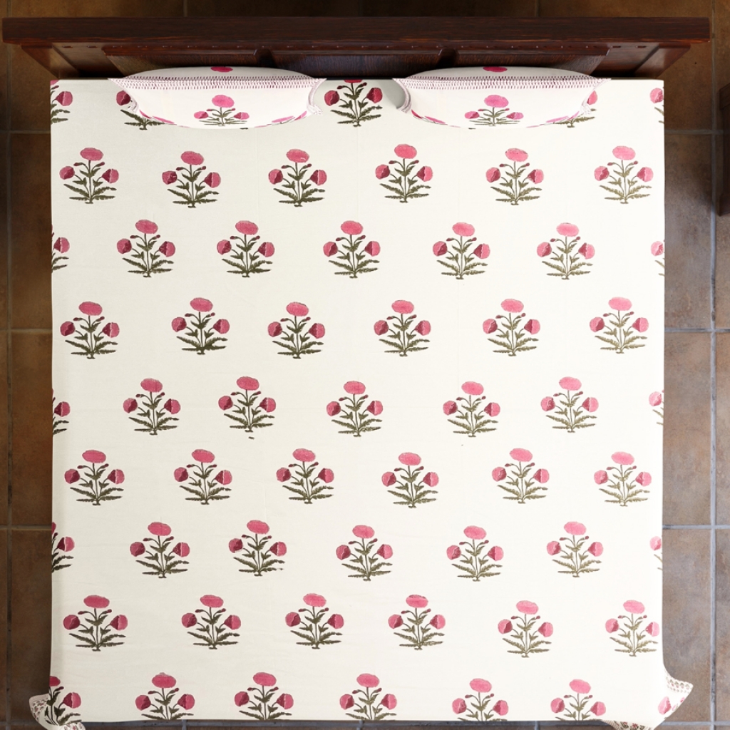 COTTON HANDBLOCK PRINTED BEDSHEET