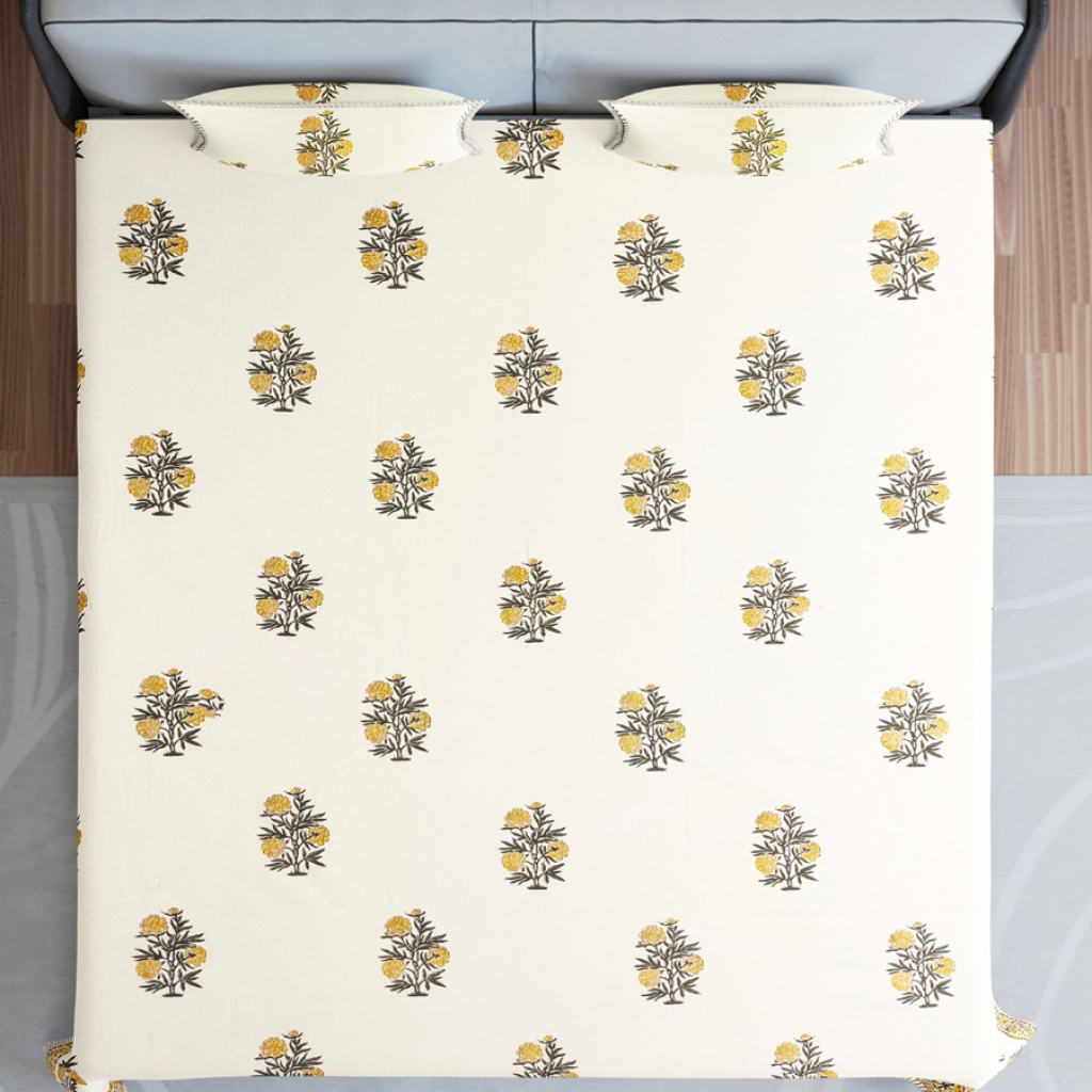 COTTON HANDBLOCK PRINTED BEDSHEET