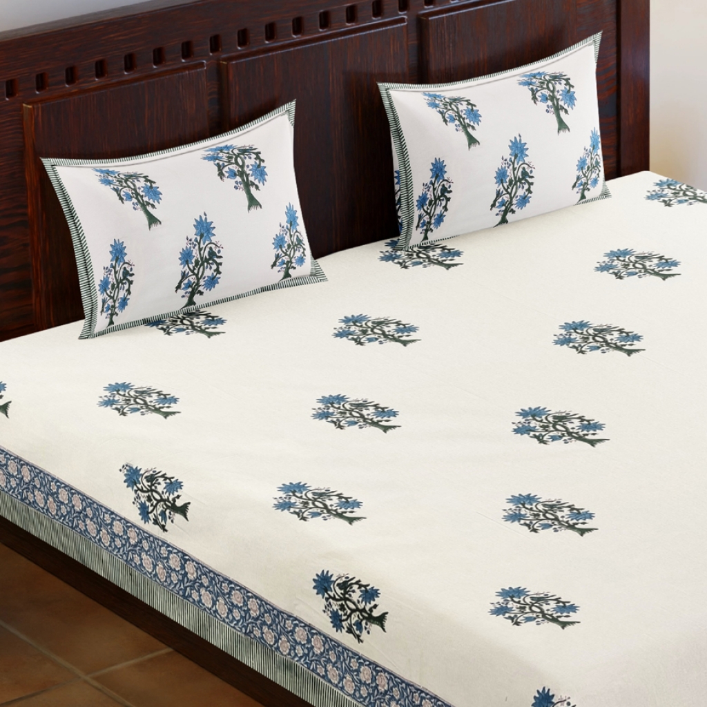 COTTON HANDBLOCK PRINTED BEDSHEET