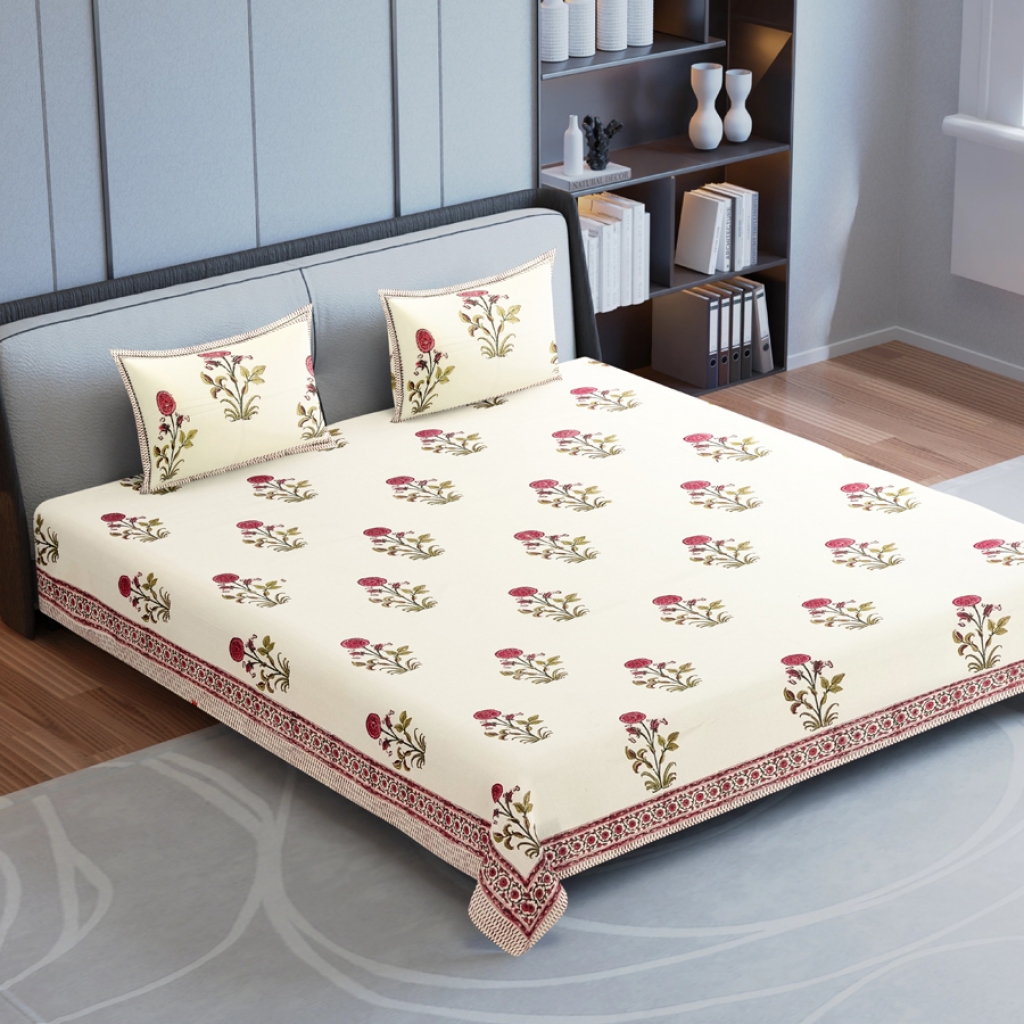 COTTON HANDBLOCK PRINTED BEDSHEET