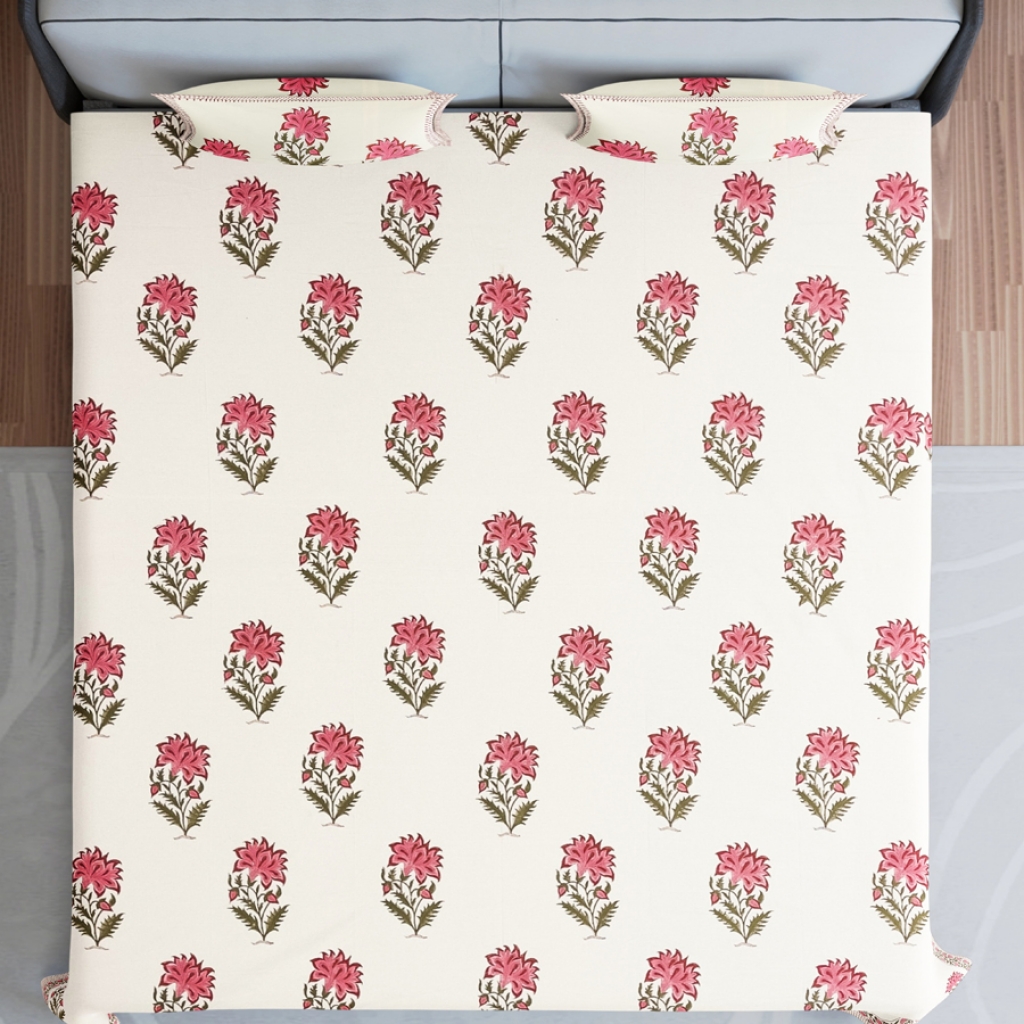 COTTON HANDBLOCK PRINTED BEDSHEET