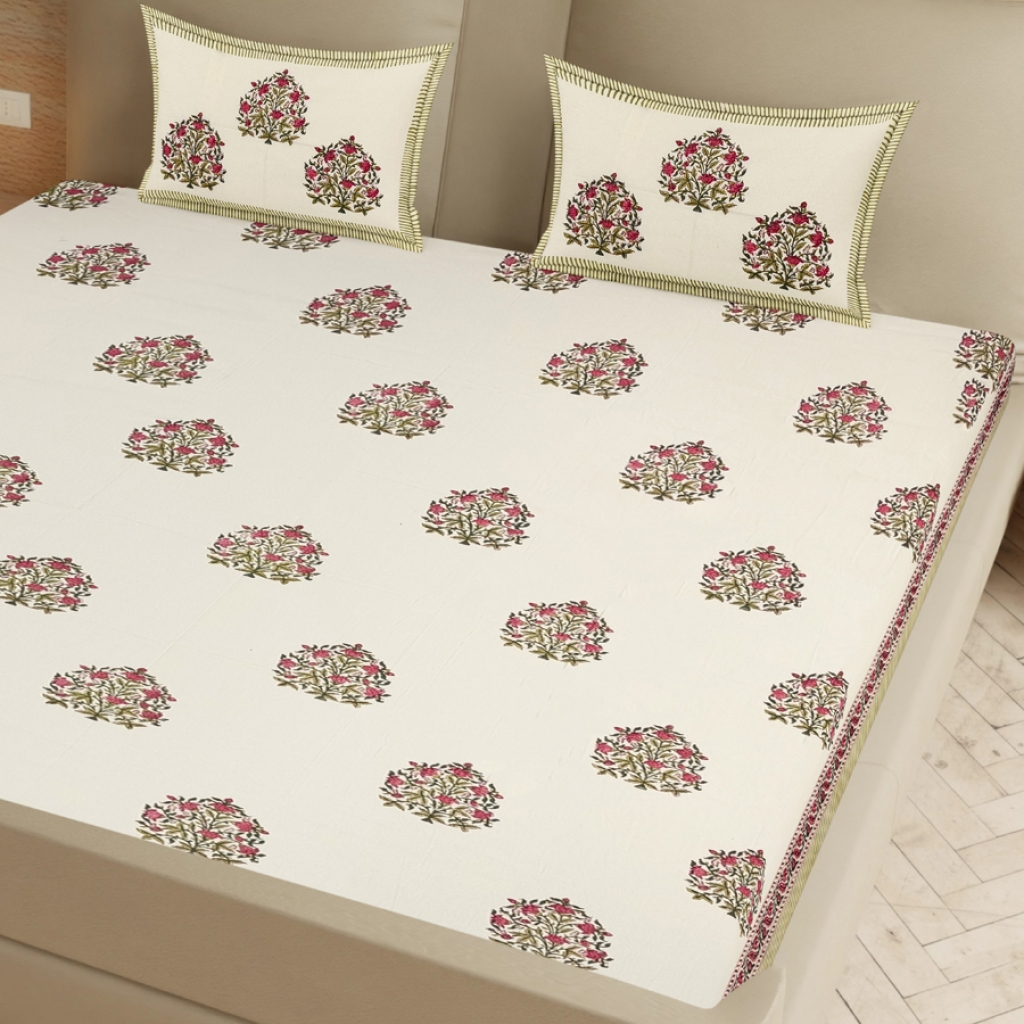 COTTON HANDBLOCK PRINTED BEDSHEET