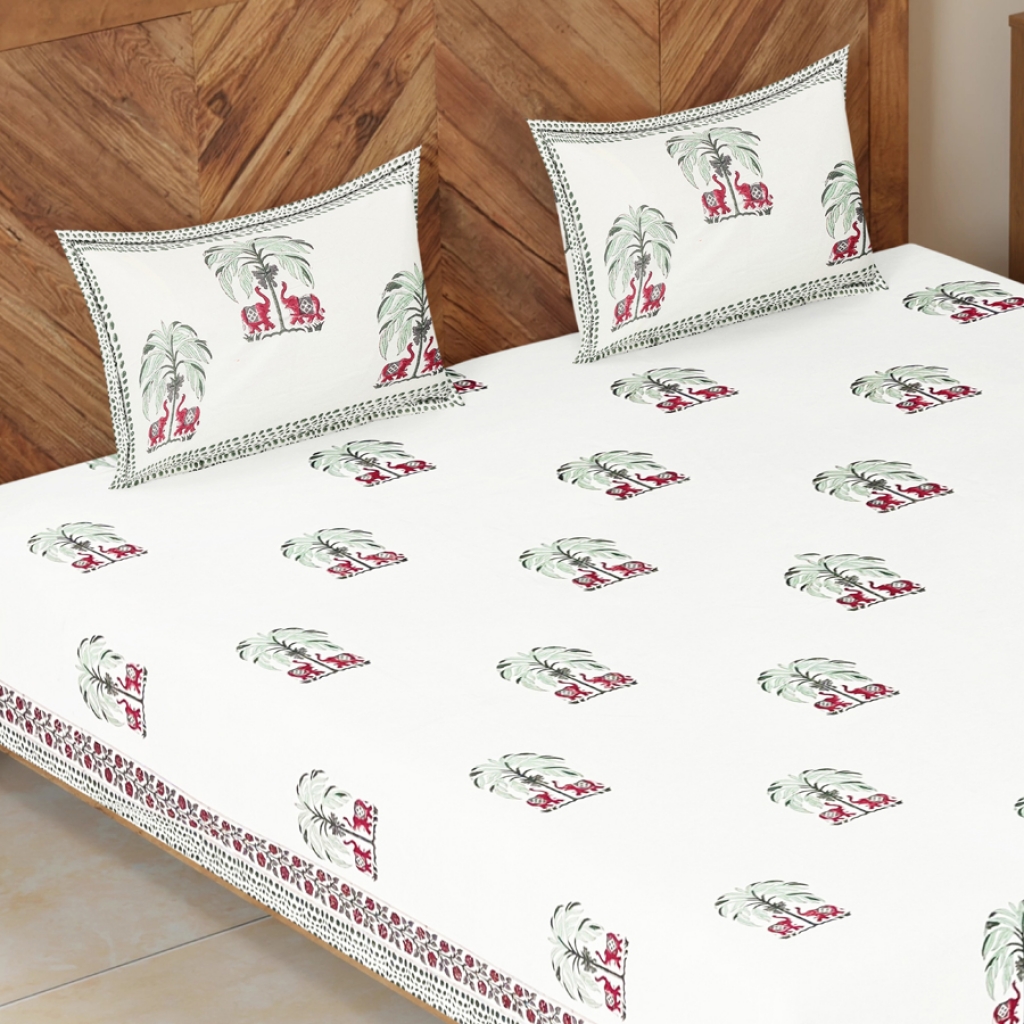 COTTON HANDBLOCK PRINTED BEDSHEET