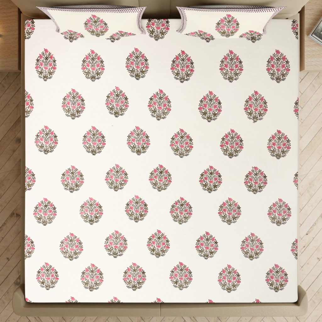 COTTON HANDBLOCK PRINTED BEDSHEET