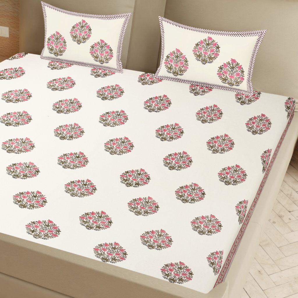 COTTON HANDBLOCK PRINTED BEDSHEET