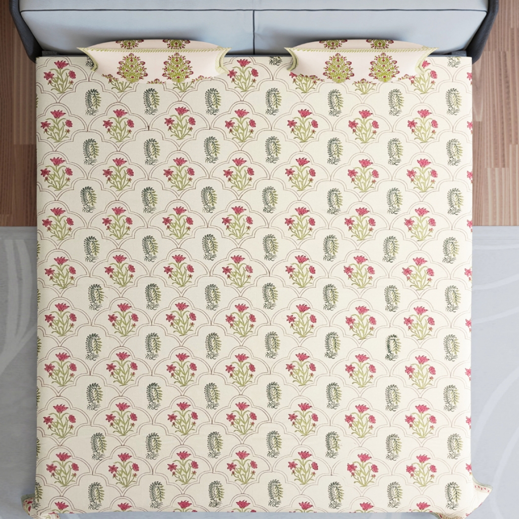 COTTON HANDBLOCK PRINTED BEDSHEET