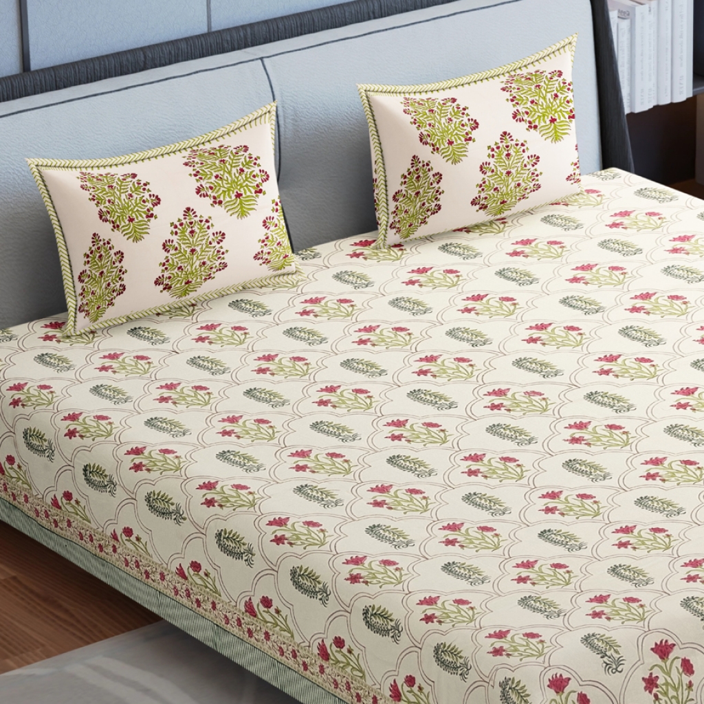 COTTON HANDBLOCK PRINTED BEDSHEET