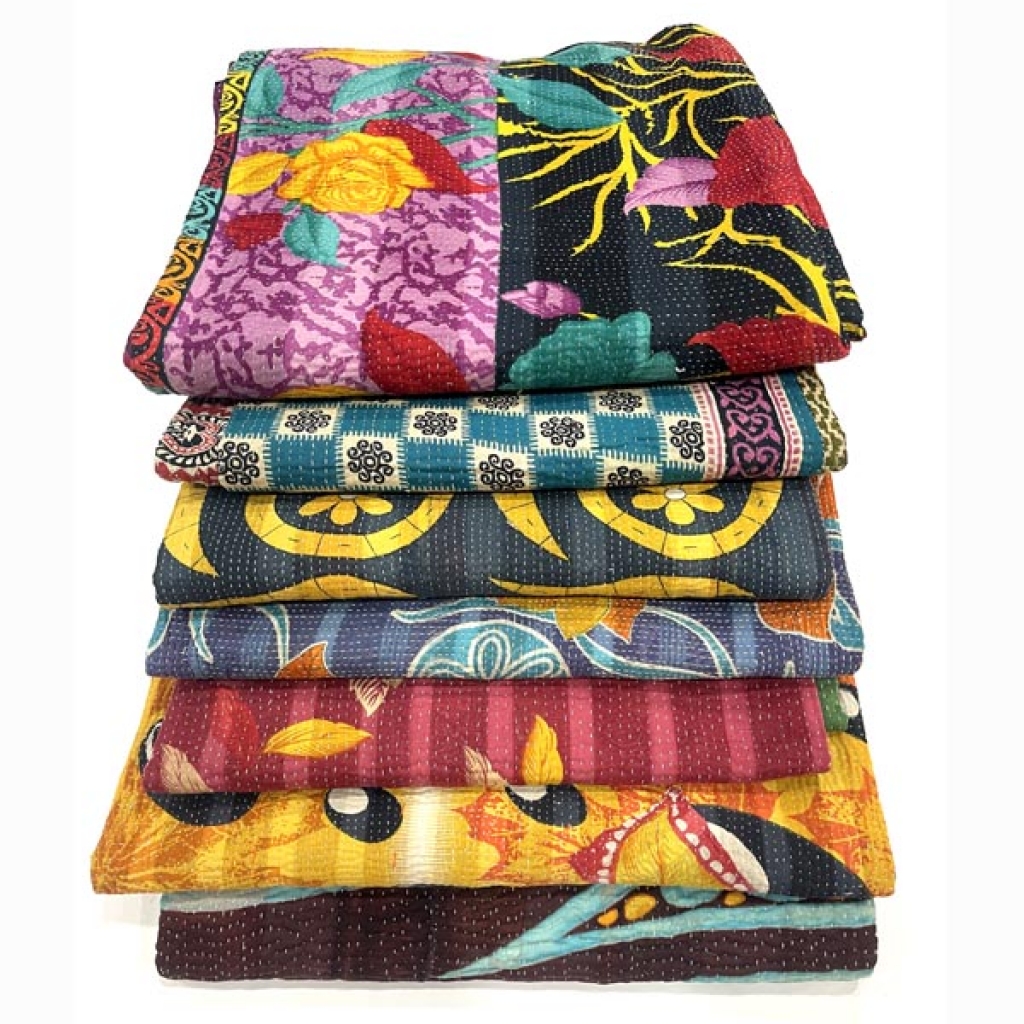 VINTAGE KANTHA GUDRI FLORAL PRINT