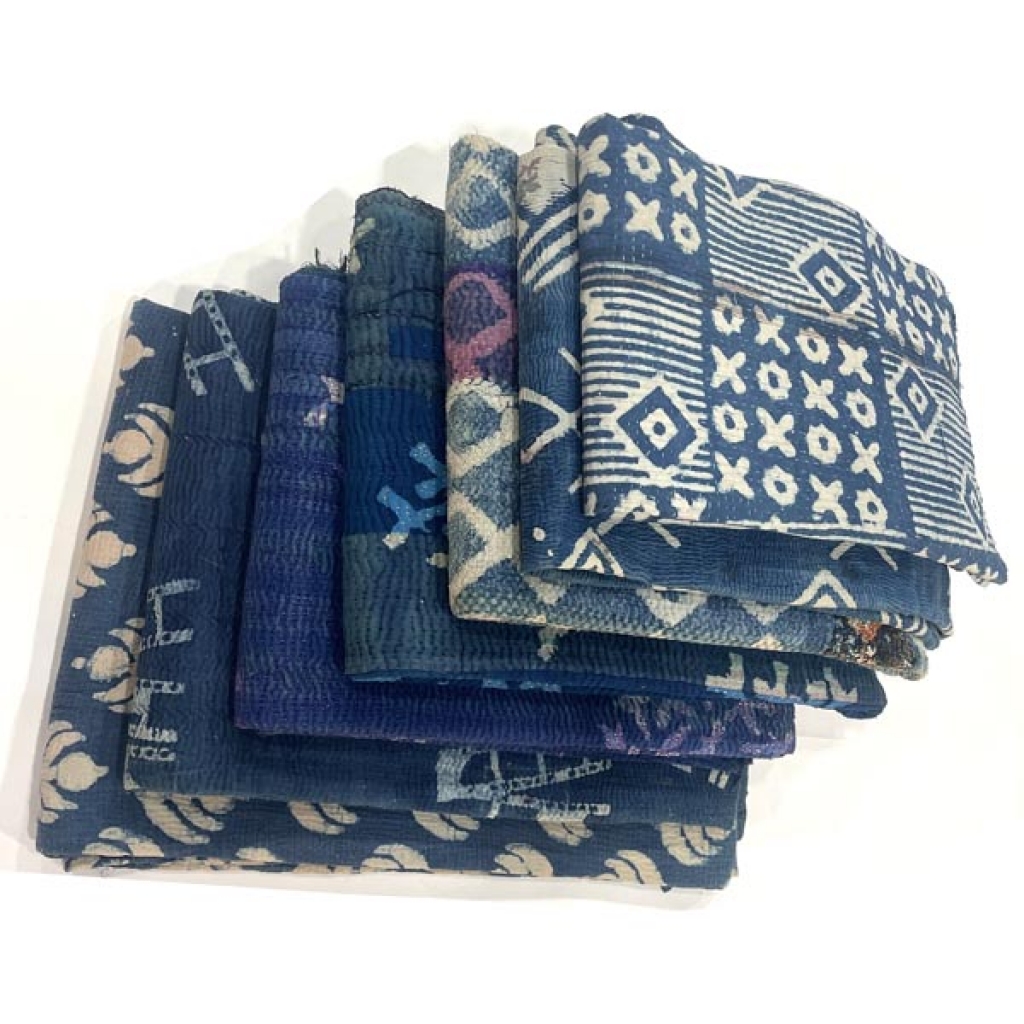 COTTON KANTHA INDIGO PATCH WORK QUILTS