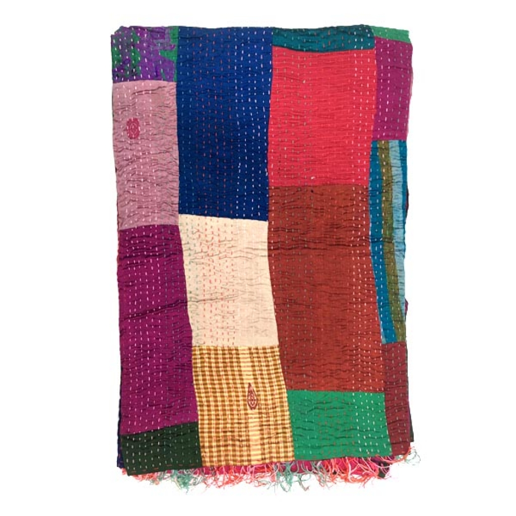 Handmade Silk Big Stich Patch Work Bedsheet