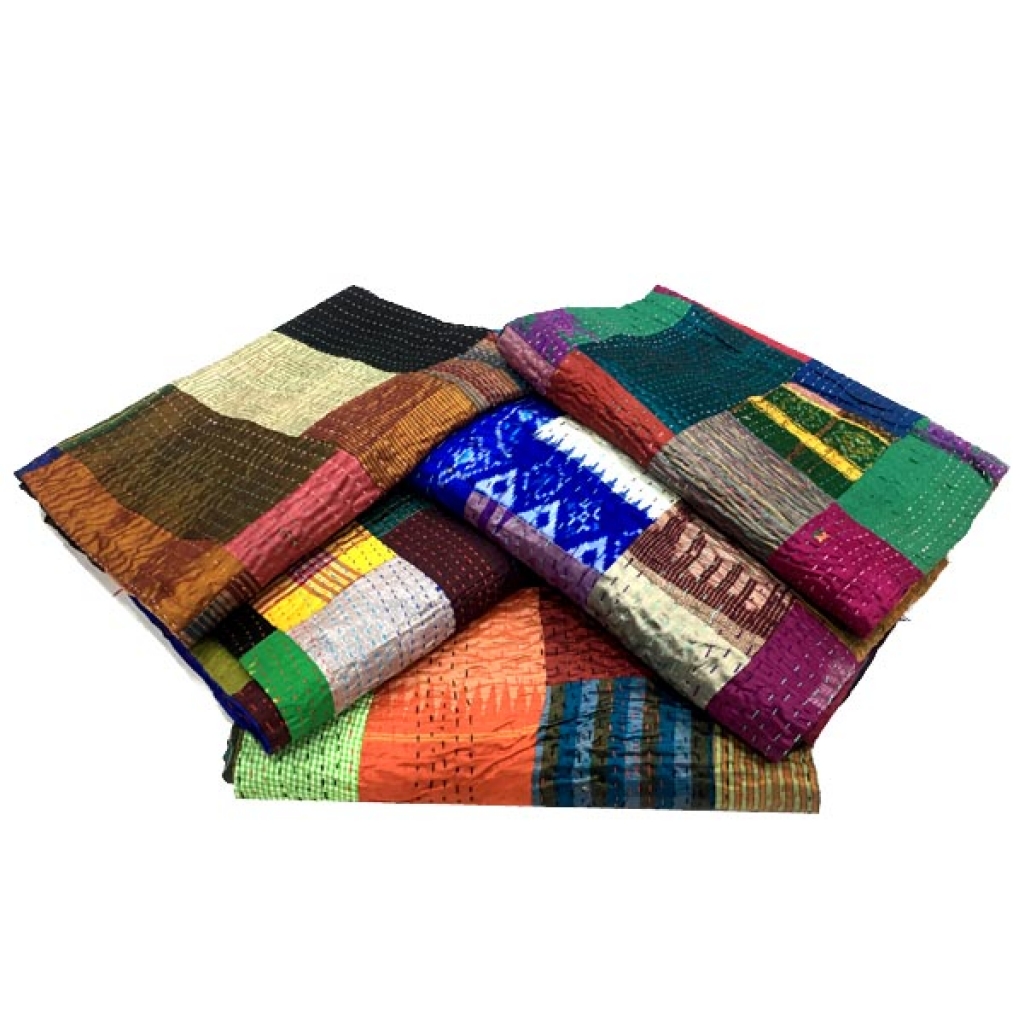 Handmade Silk Big Stich Patch Work Bedsheet