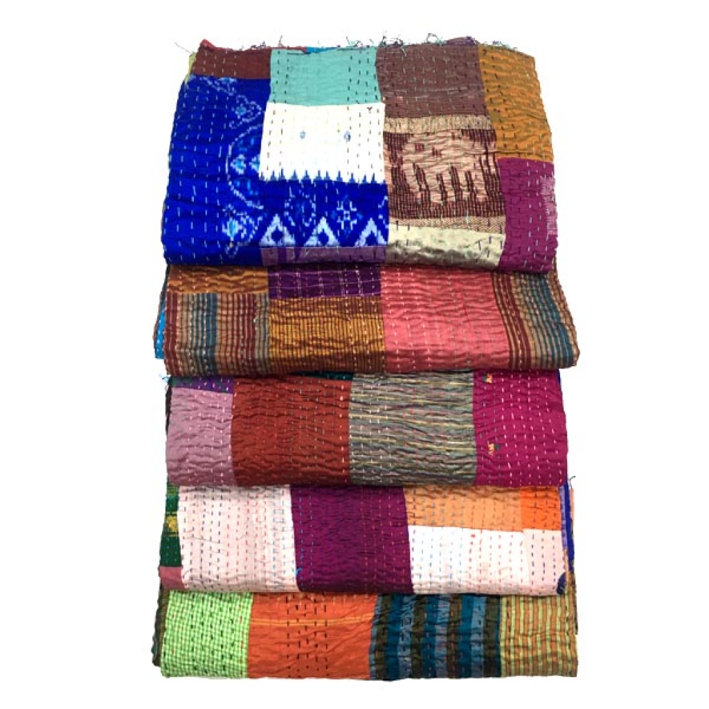 Handmade Silk Big Stich Patch Work Bedsheet