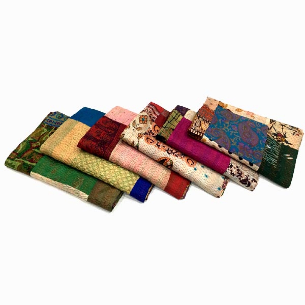 Vintage Silk Big Stich Patchwork Bedsheet