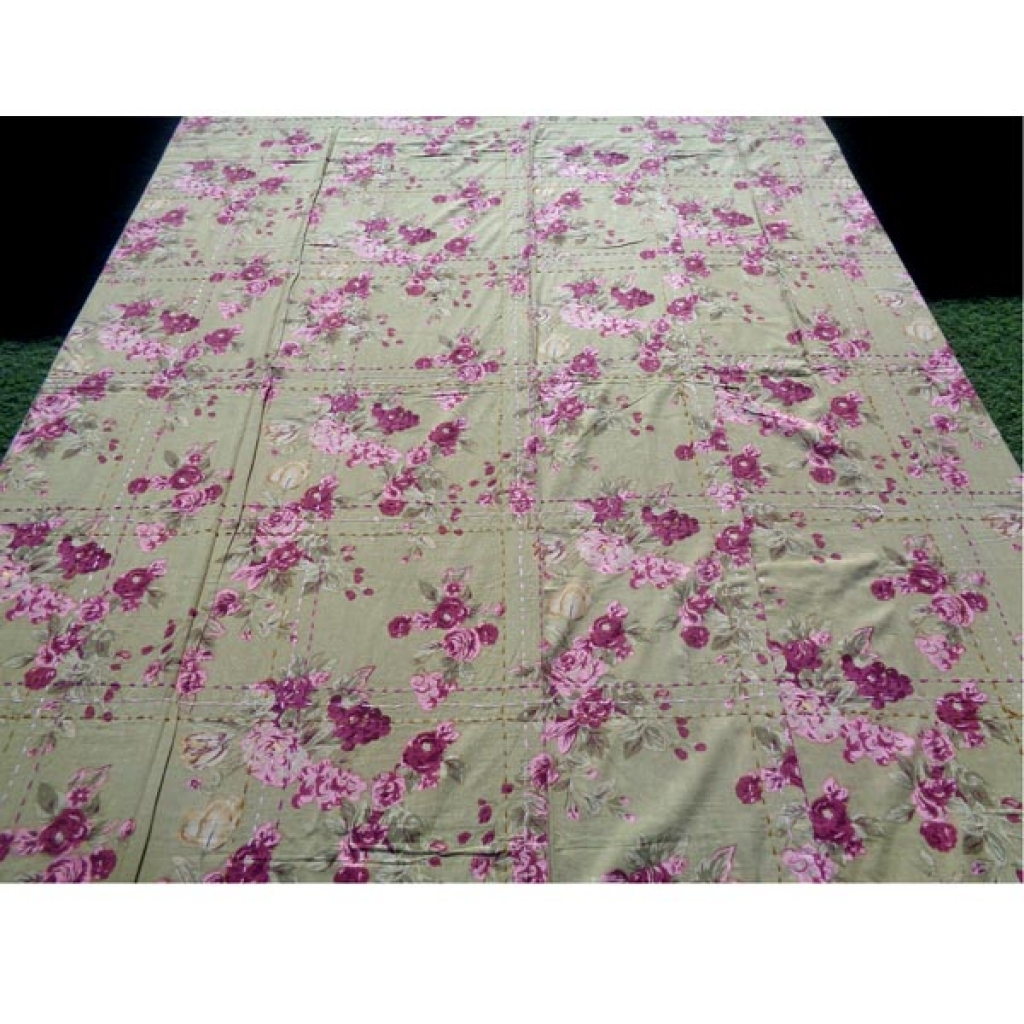 Cotton Kantha Screen Print Bed Cover