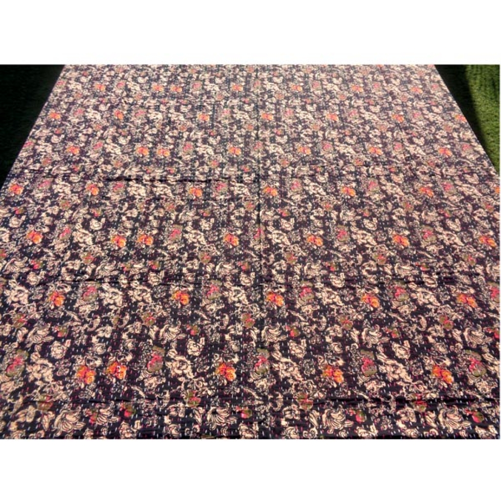 Screen Prtint Cotton Kantha Bed Cover