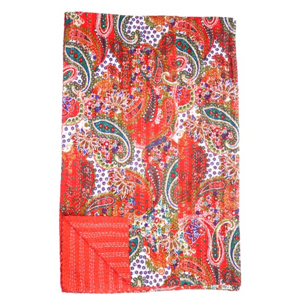 Screen Print Kantha Bed Cover