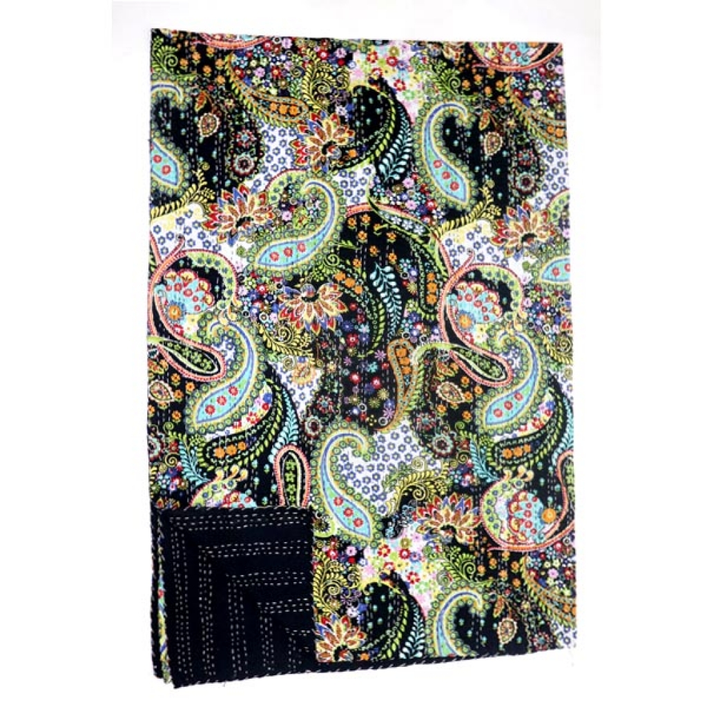 Screen Print Kantha Bed Cover