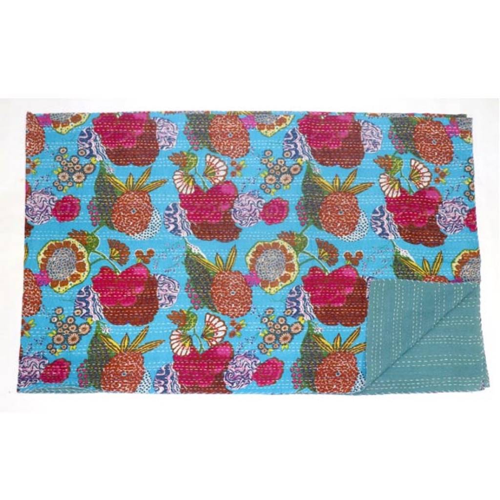 Cotton Kantha Bed Cover Screen Print