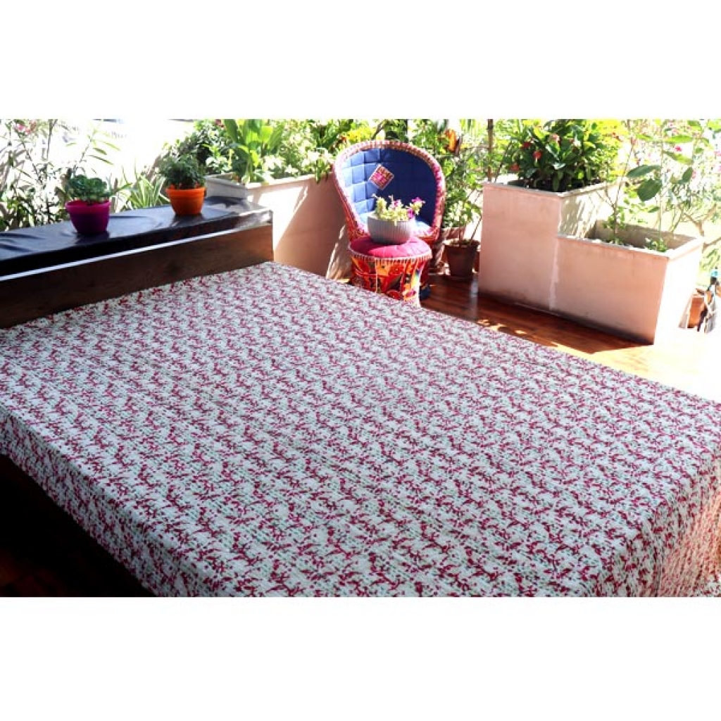 Cotton Kantha Bed Cover Screen Print