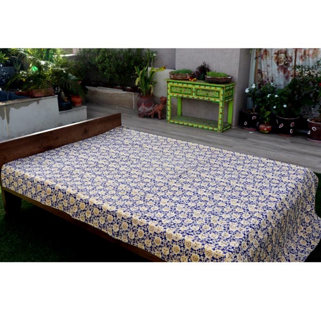 Cotton Bed Cover Kantha Screen Print