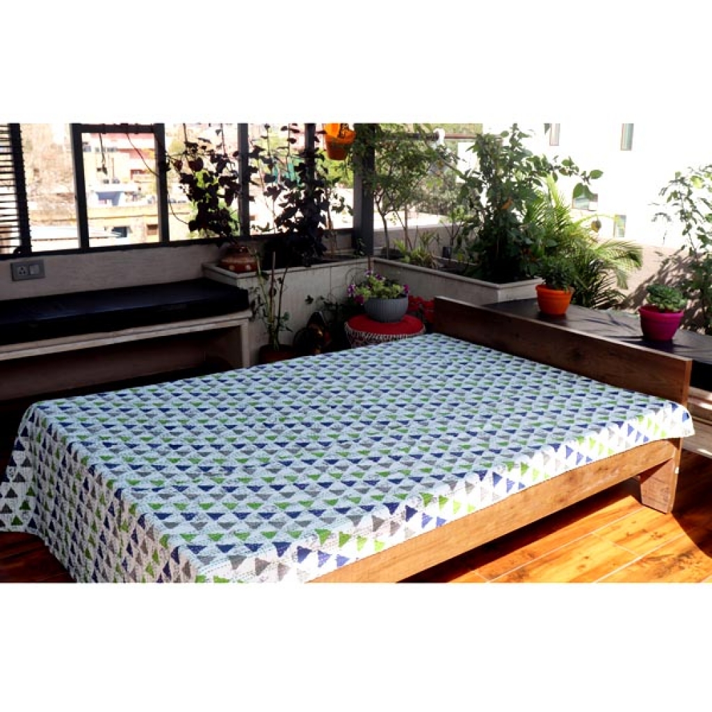 Cotton Bed Cover Kantha Screen Print
