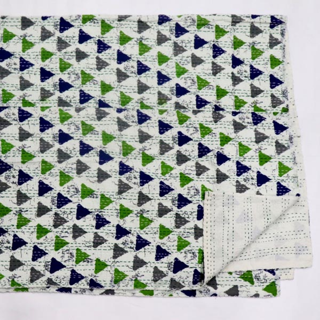 Cotton Bed Cover Kantha Screen Print