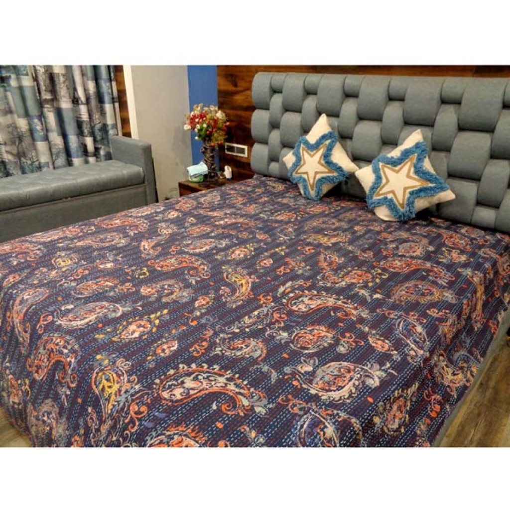 Indian Handmade Cotton Kantha Bed Cover