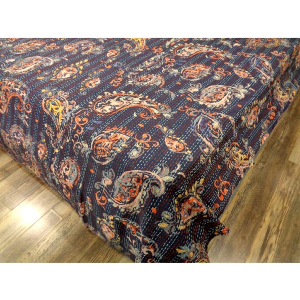 Indian Handmade Cotton Kantha Bed Cover