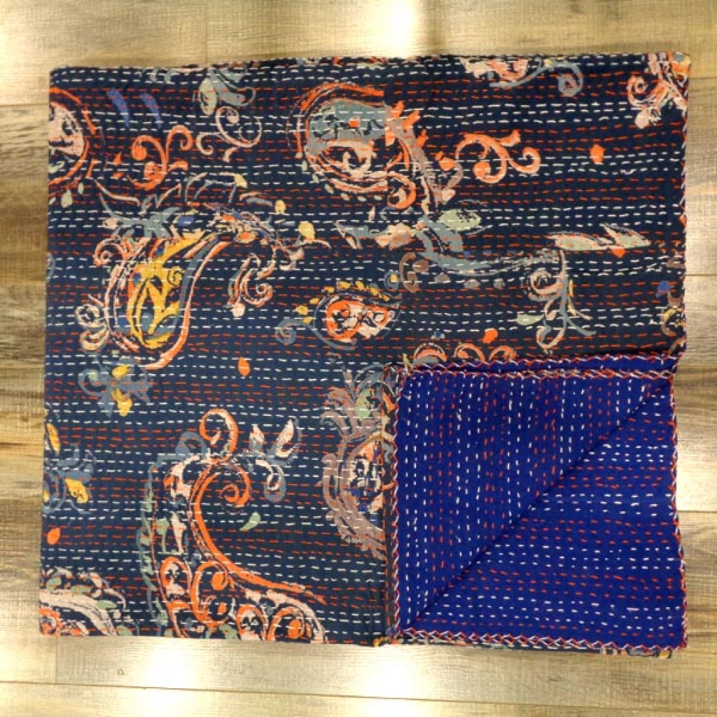 Indian Handmade Cotton Kantha Bed Cover