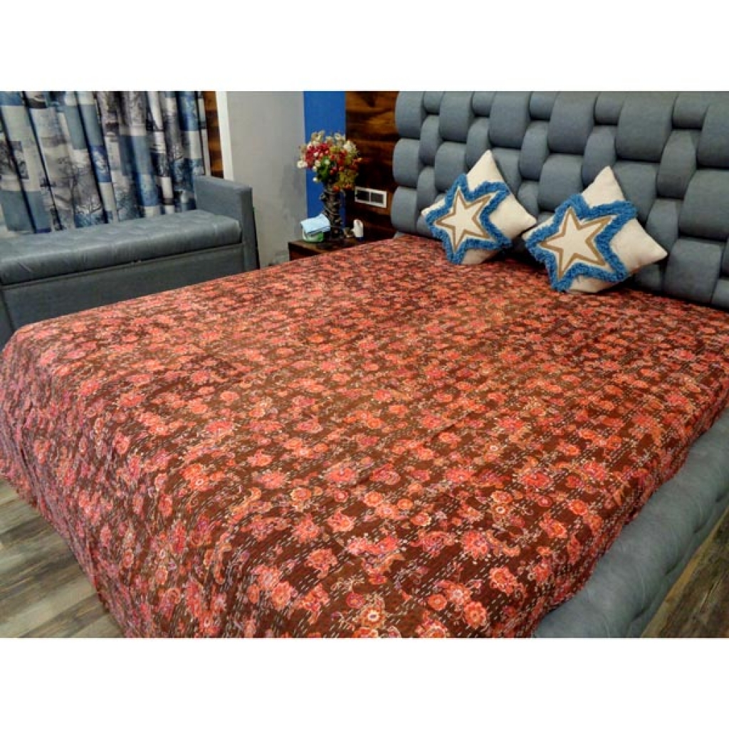 Indian Handmade Cotton Kantha Bed Cover