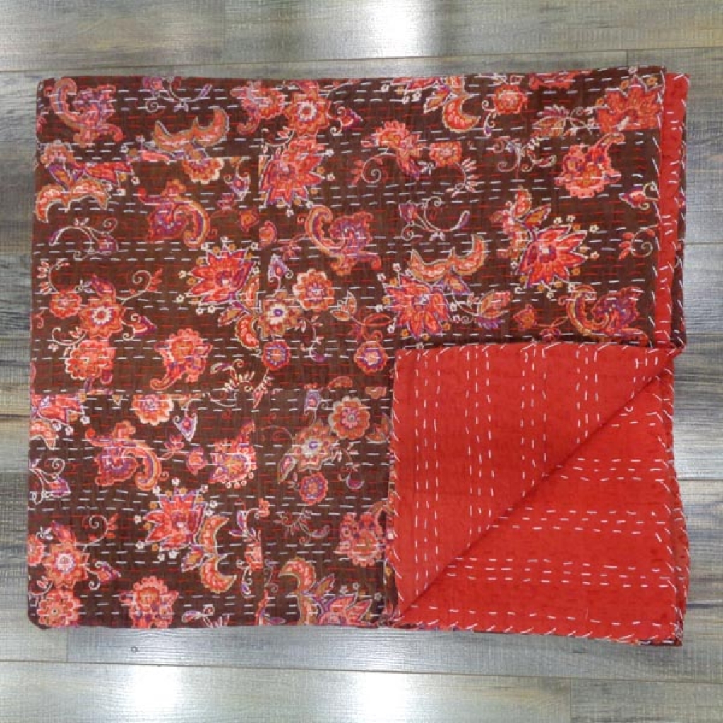 Indian Handmade Cotton Kantha Bed Cover