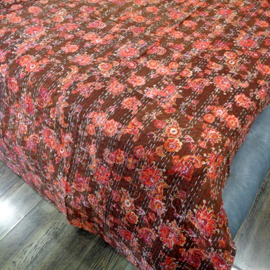 Indian Handmade Cotton Kantha Bed Cover