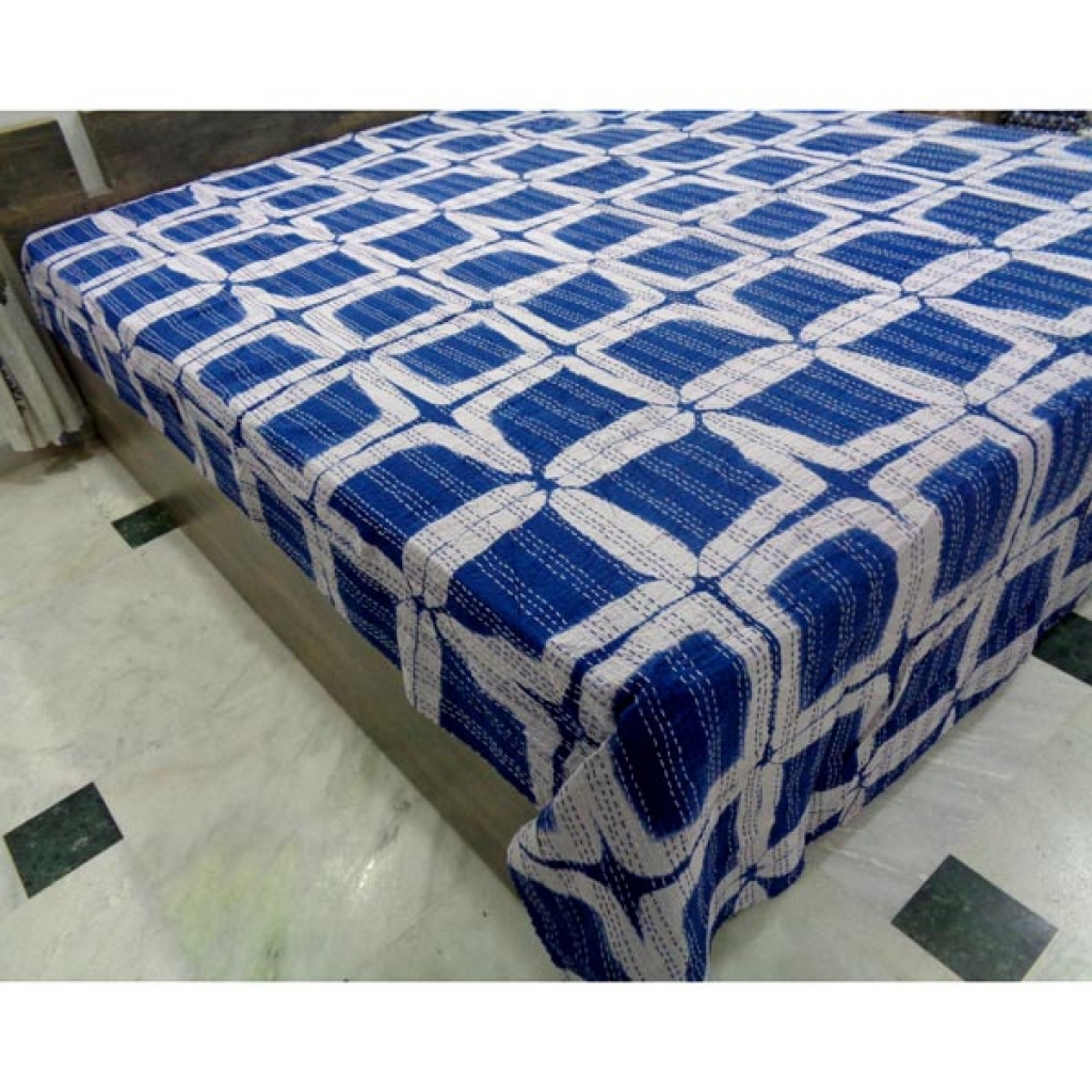 Indian Handmade Cotton Kantha Bed Cover